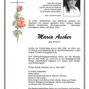 Ascher Maria Geb. Winderl G